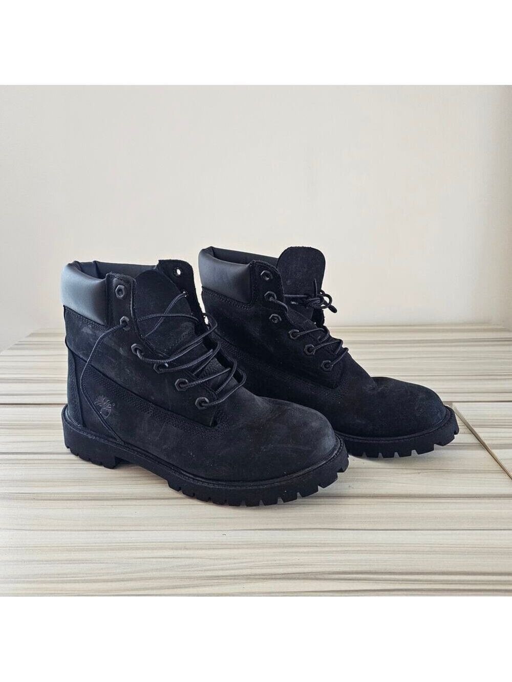 Timberland Black Leather Lace Up Men Boots Size 6